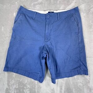 George Chino Shorts Mens 32 Royal Blue Cotton Stretch Flat Front Mid Rise Casual